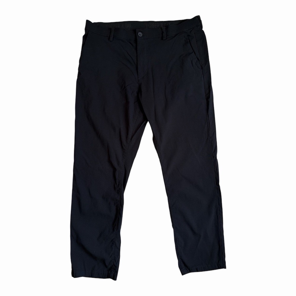 Copper & Oak Faille Trouser Pant Black Stretch 36x30 Travel Casual - Picture 2 of 6